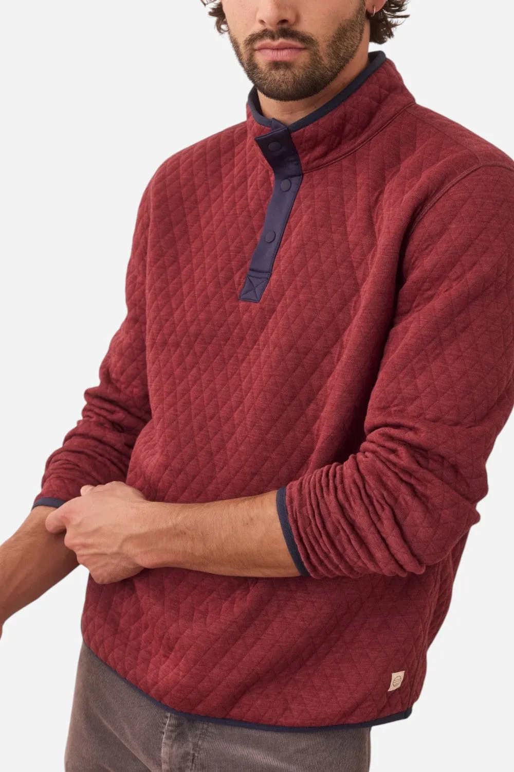 Marine Layer Corbet Reversible Pullover in Burgundy/Navy