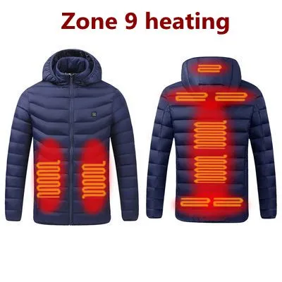 Men Winter Warm USB Heating Waterproof Jackets Smart Thermostat Hooded