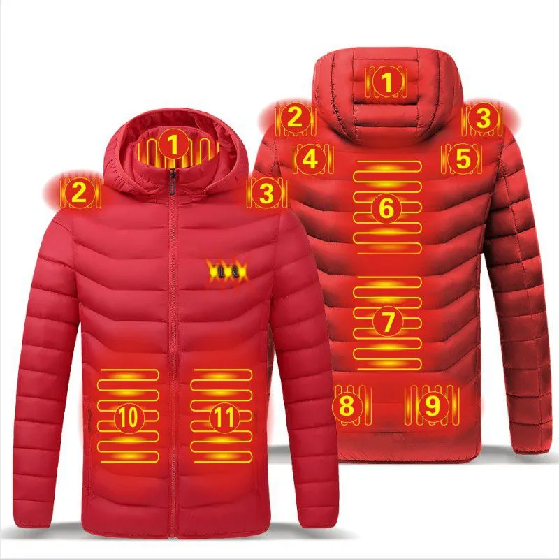 Men Winter Warm USB Heating Waterproof Jackets Smart Thermostat Hooded