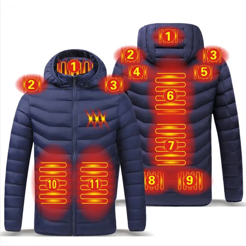 Men Winter Warm USB Heating Waterproof Jackets Smart Thermostat Hooded