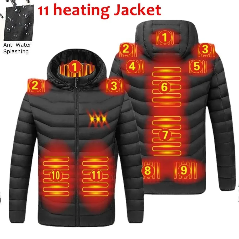 Men Winter Warm USB Heating Waterproof Jackets Smart Thermostat Hooded