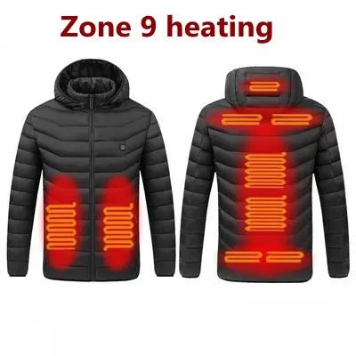 Men Winter Warm USB Heating Waterproof Jackets Smart Thermostat Hooded