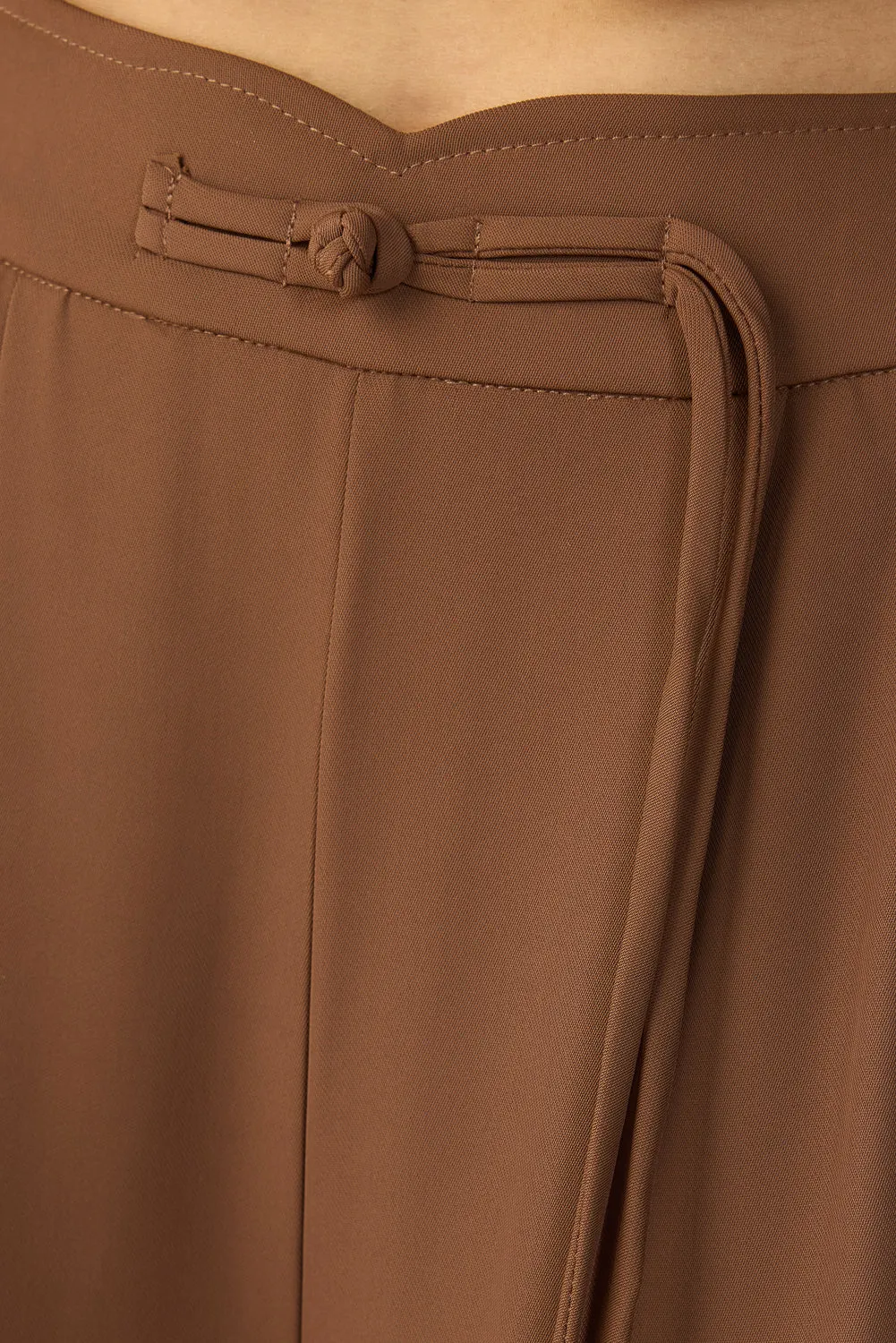 Mocha Brown Knotted Waist Korean Pants