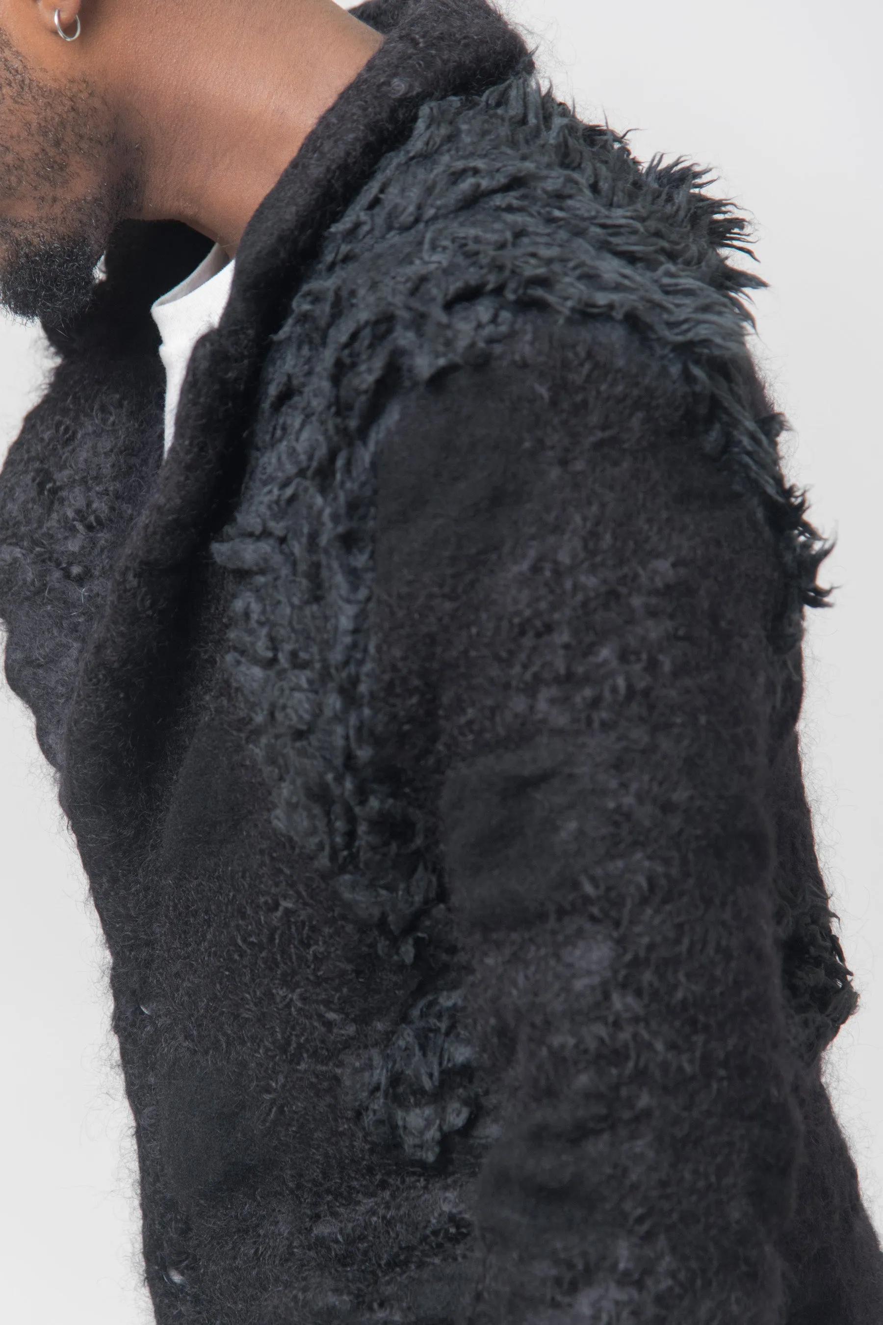 Mohair Faux Fur Jacket Black PL-J028