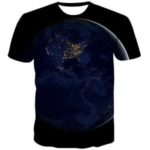 Moon T shirts Men Galaxy T-shirts Graphic Black T-shirts 3d Short Sleeve