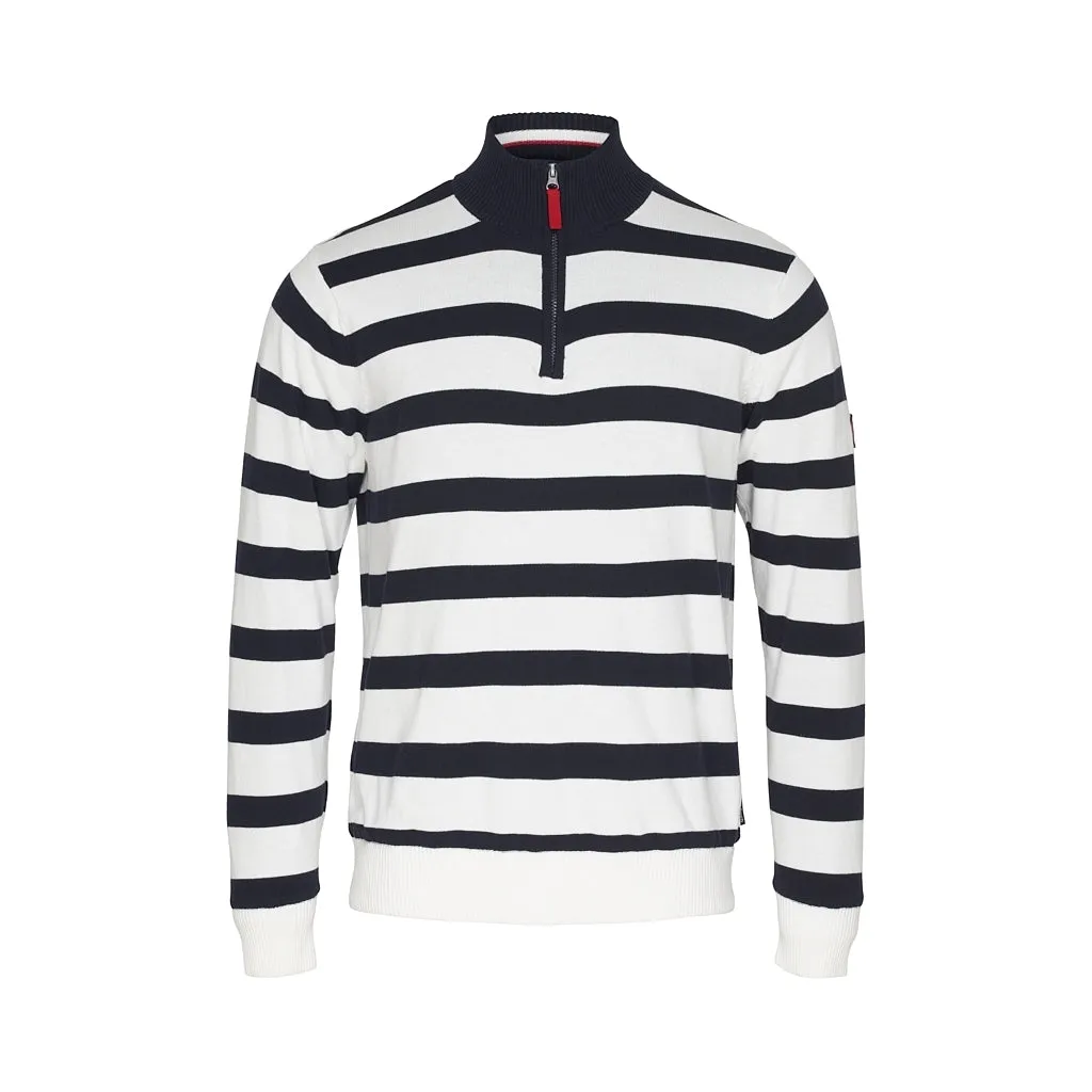 Nathaniel Striped Half Zip Windbreaker - Pearl/Dark Navy