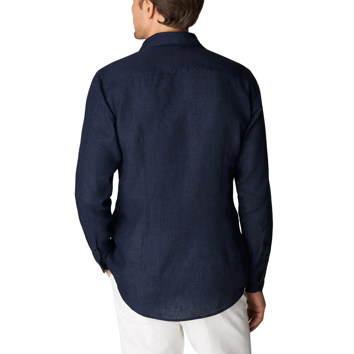 Navy Italian Linen Slim Fit Shirt