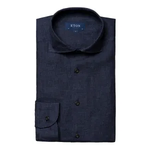 Navy Italian Linen Slim Fit Shirt