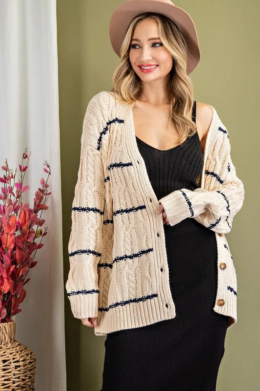 Oatmeal Cable Knit Cardigan