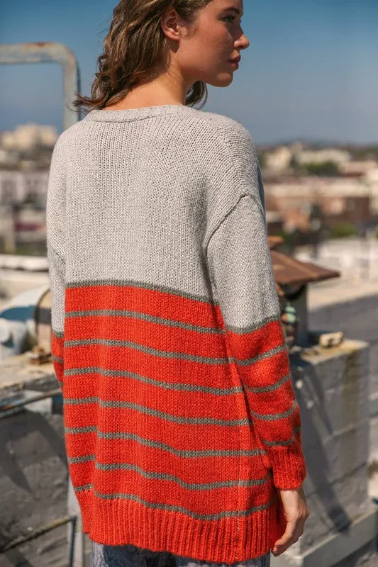 Orange Multi Stripe Cardigan