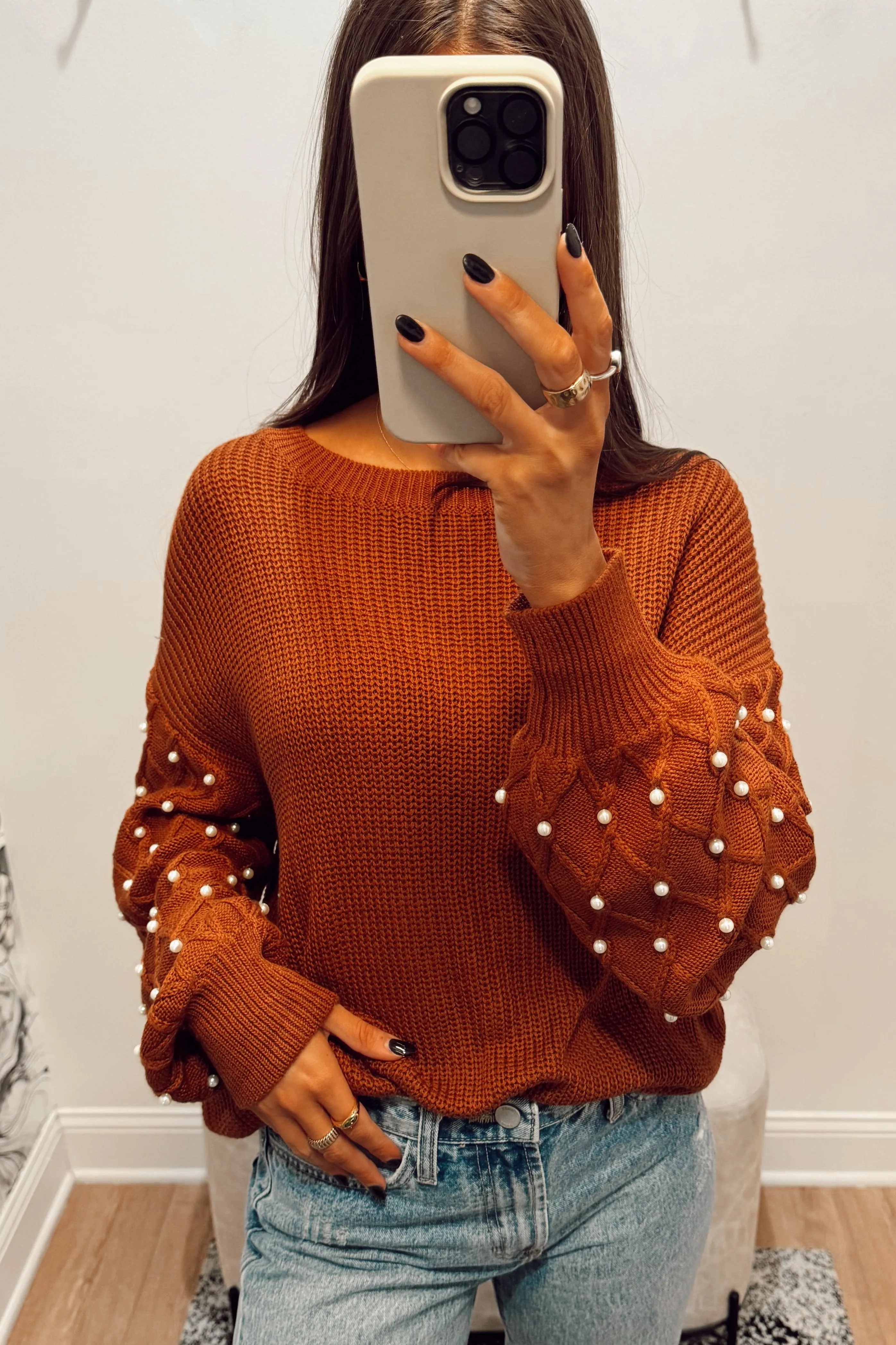 Pearl Drop Shoulder Sweater