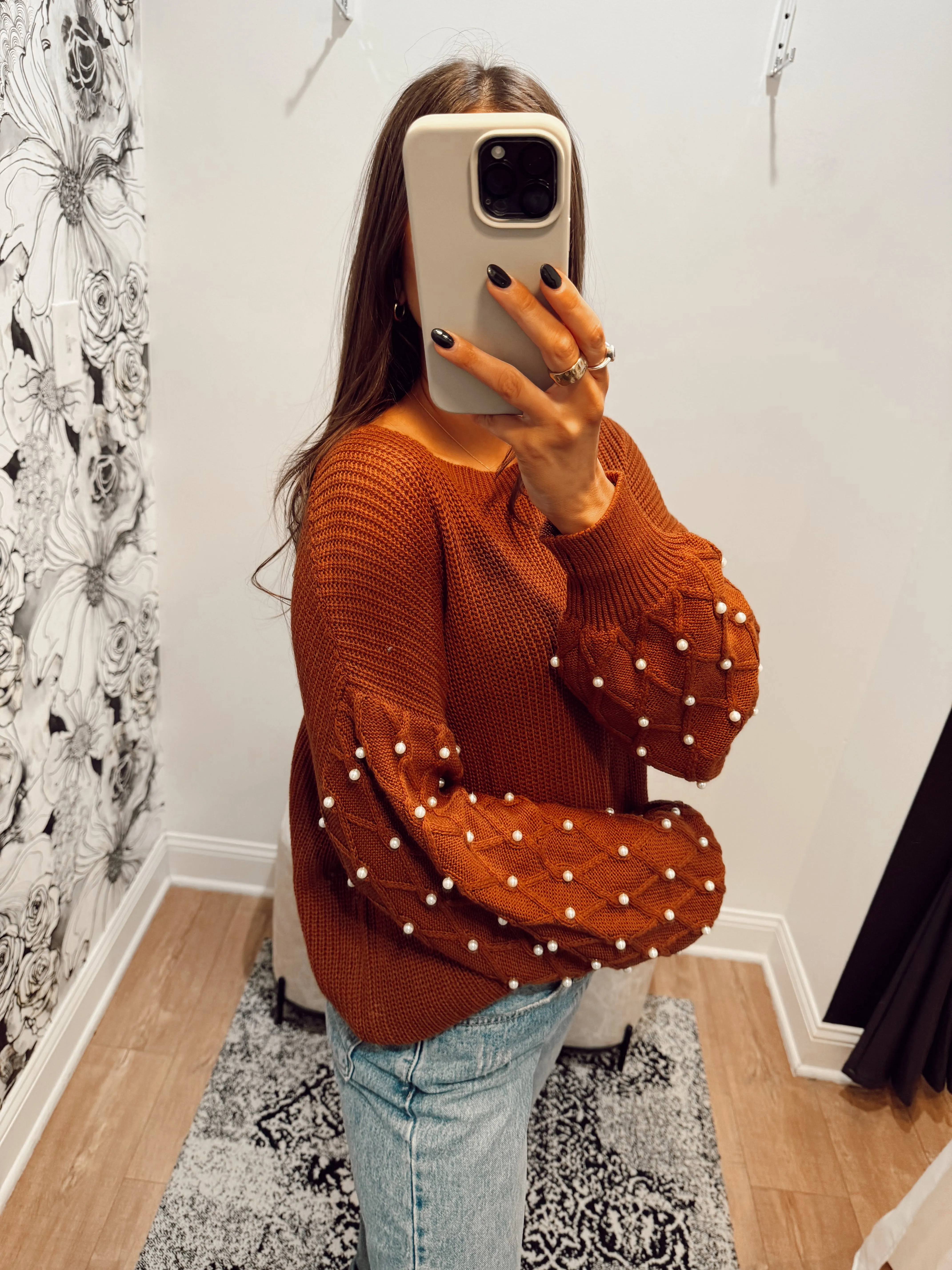 Pearl Drop Shoulder Sweater