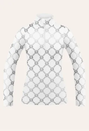 Poivre Blanc Base Layer Top in White Monogram Print