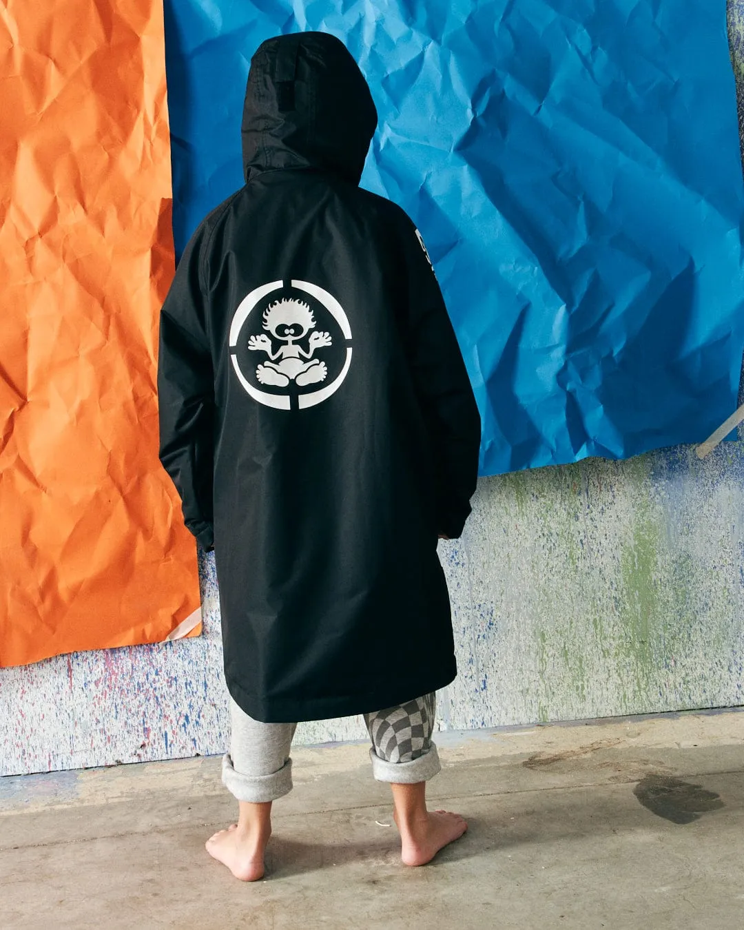 Recycled Kids Changing Robe - Black/Red