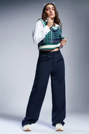 Rich Navy Straight Fit Korean Pants