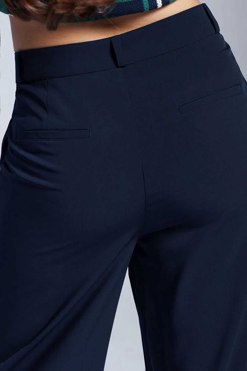 Rich Navy Straight Fit Korean Pants