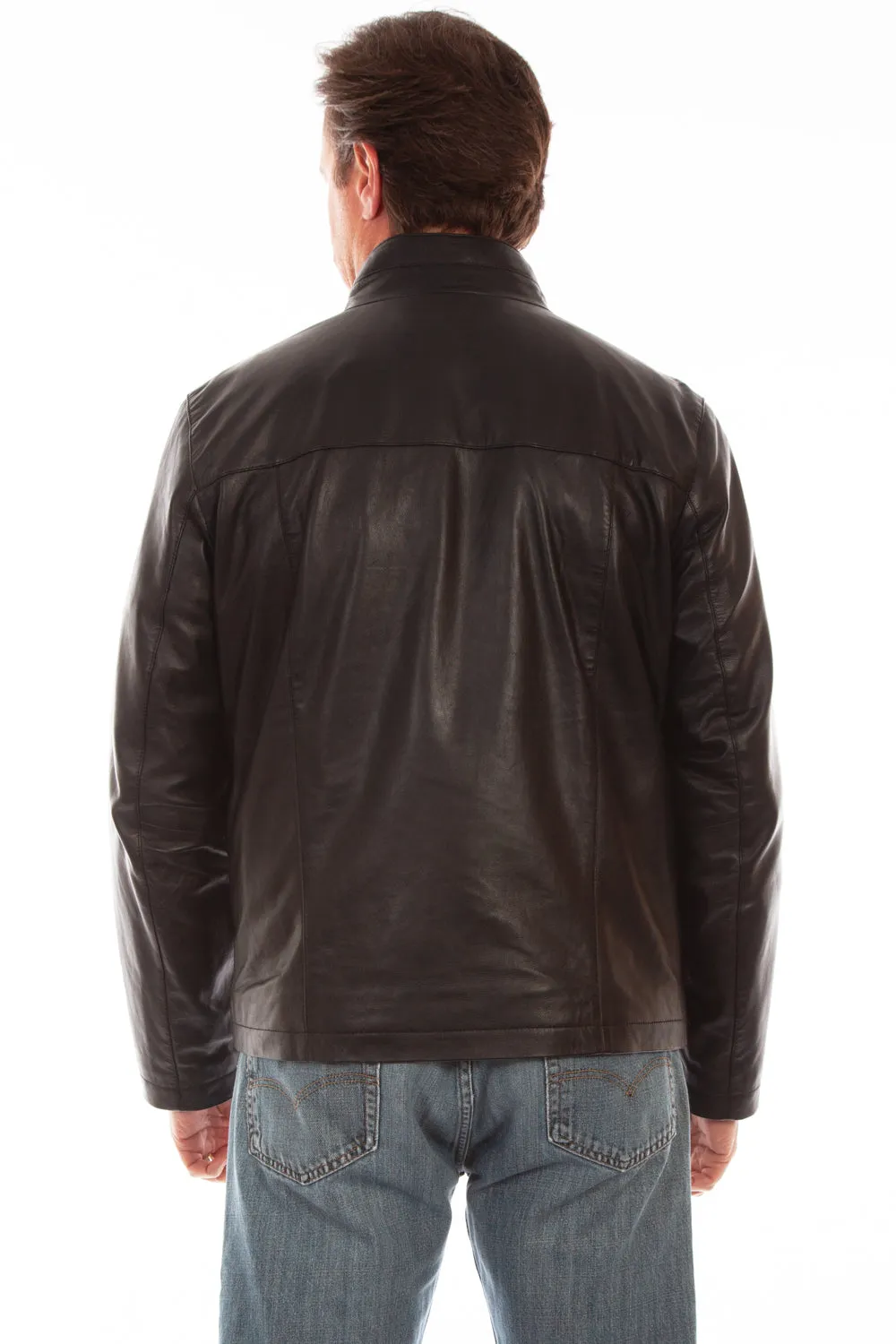 Scully Mens Black Lamb Leather Straight Yokes Jacket