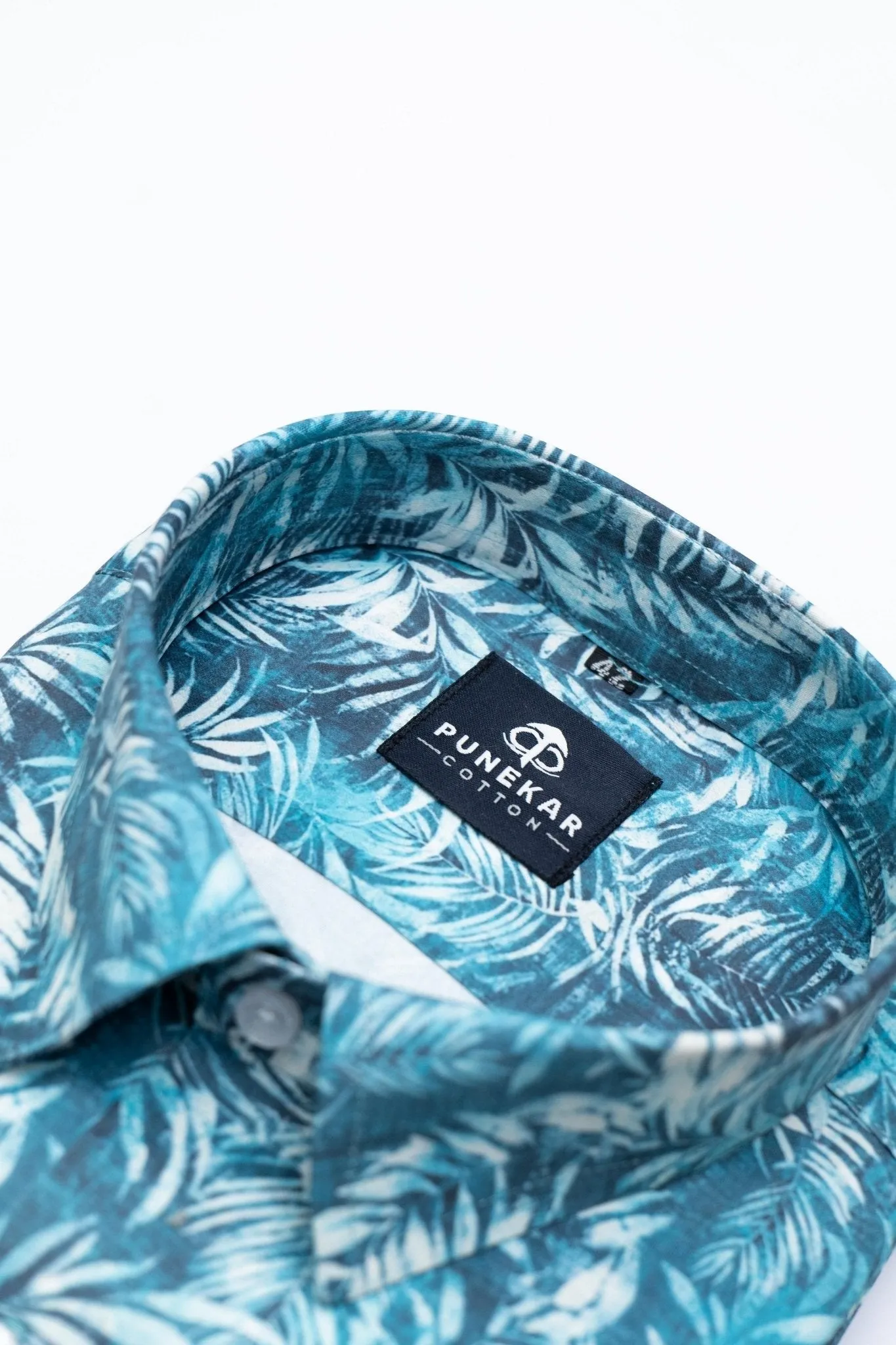 Sea Blue Color Leaf printed Shirt For Men