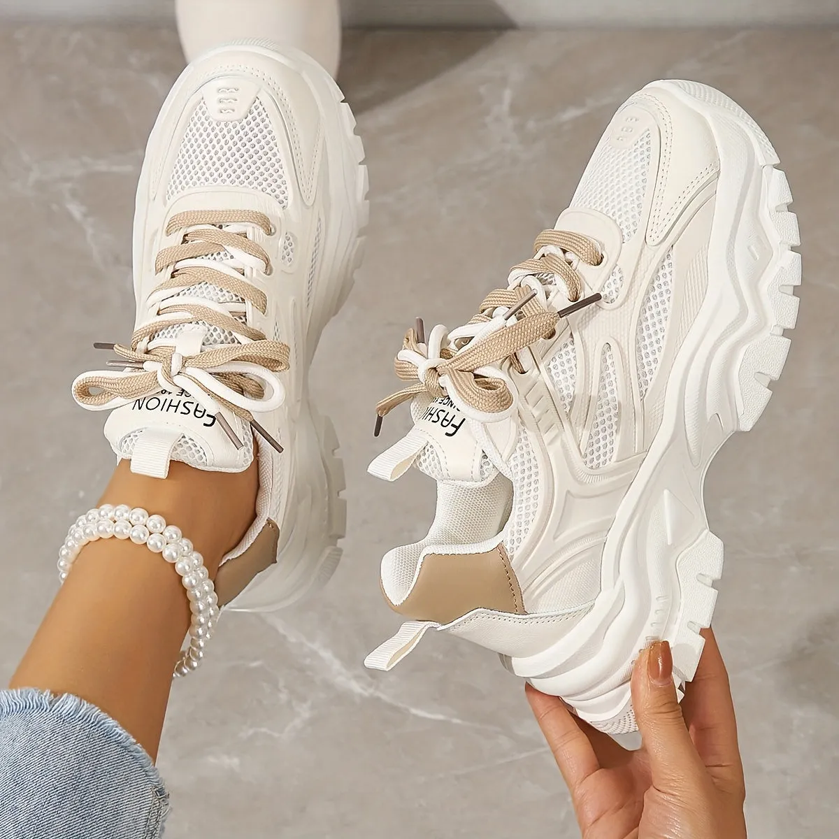 Stylish Mesh Chunky Sneakers for Fashion-Conscious Women | Perfect for Everyday Wear