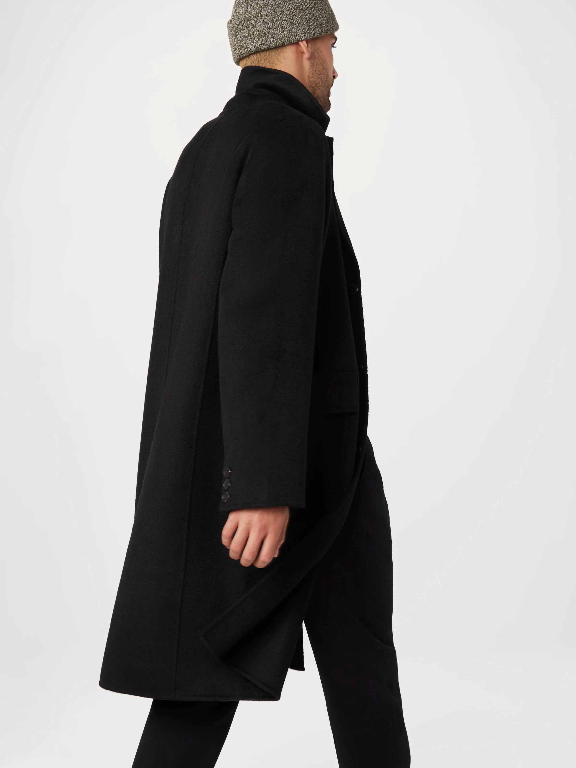 The Michel Recycled Wool Topcoat in Black