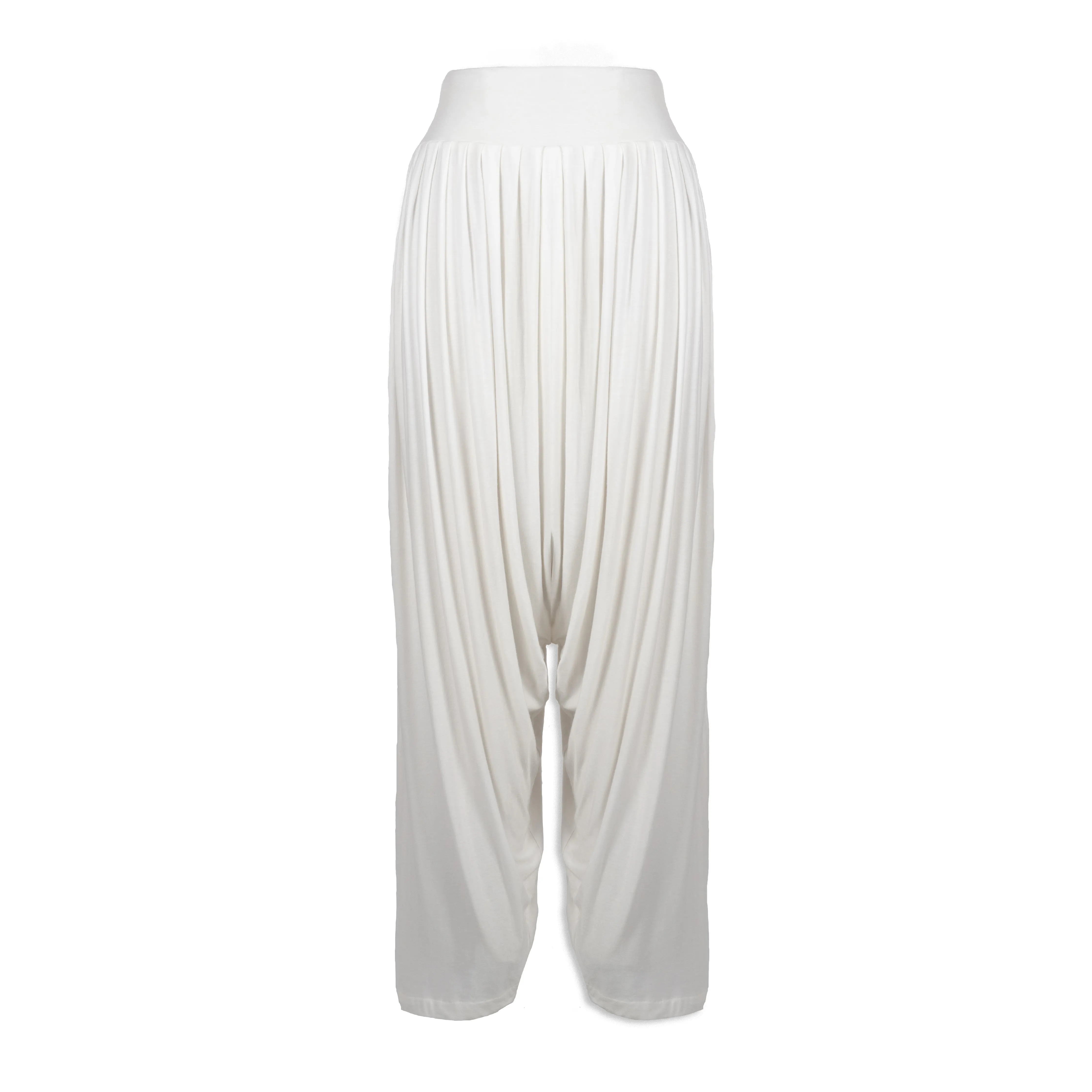 White Modal Jersey Draped Drop Crotch Pant