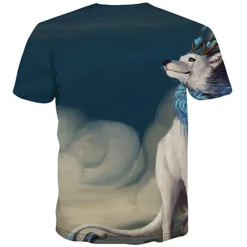 Wolf T shirts Men Animal T-shirts Graphic Graffiti T shirts Funny Nebula Shirt Print